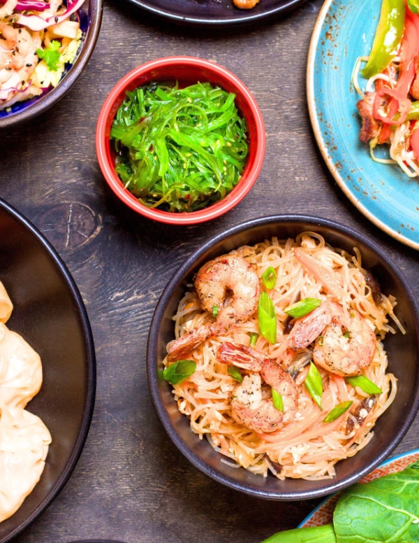 Einführung TCM Ernährung Shrimps Nudeln